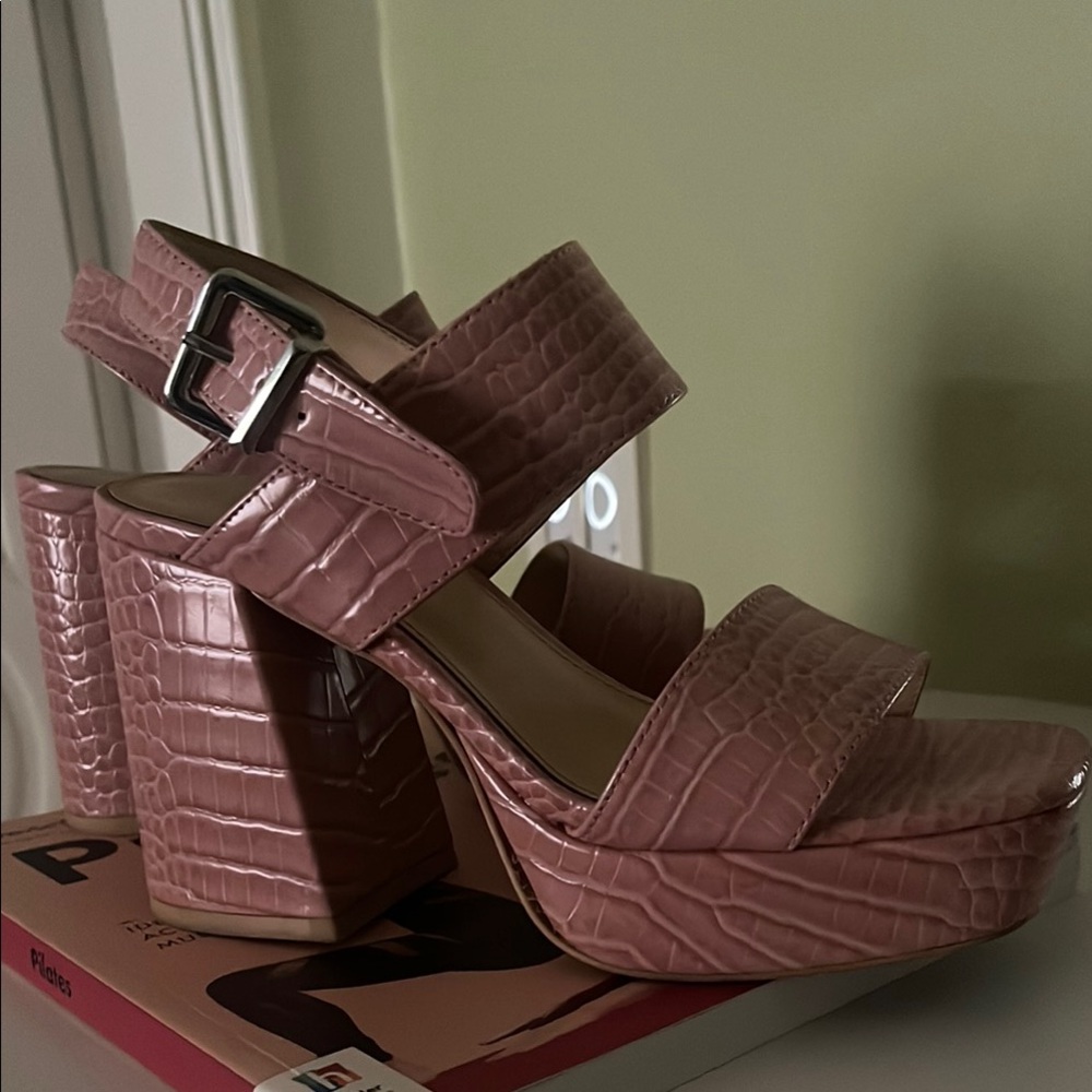 Urban Outfitters Pink Platform Sandals with Textured Straps
